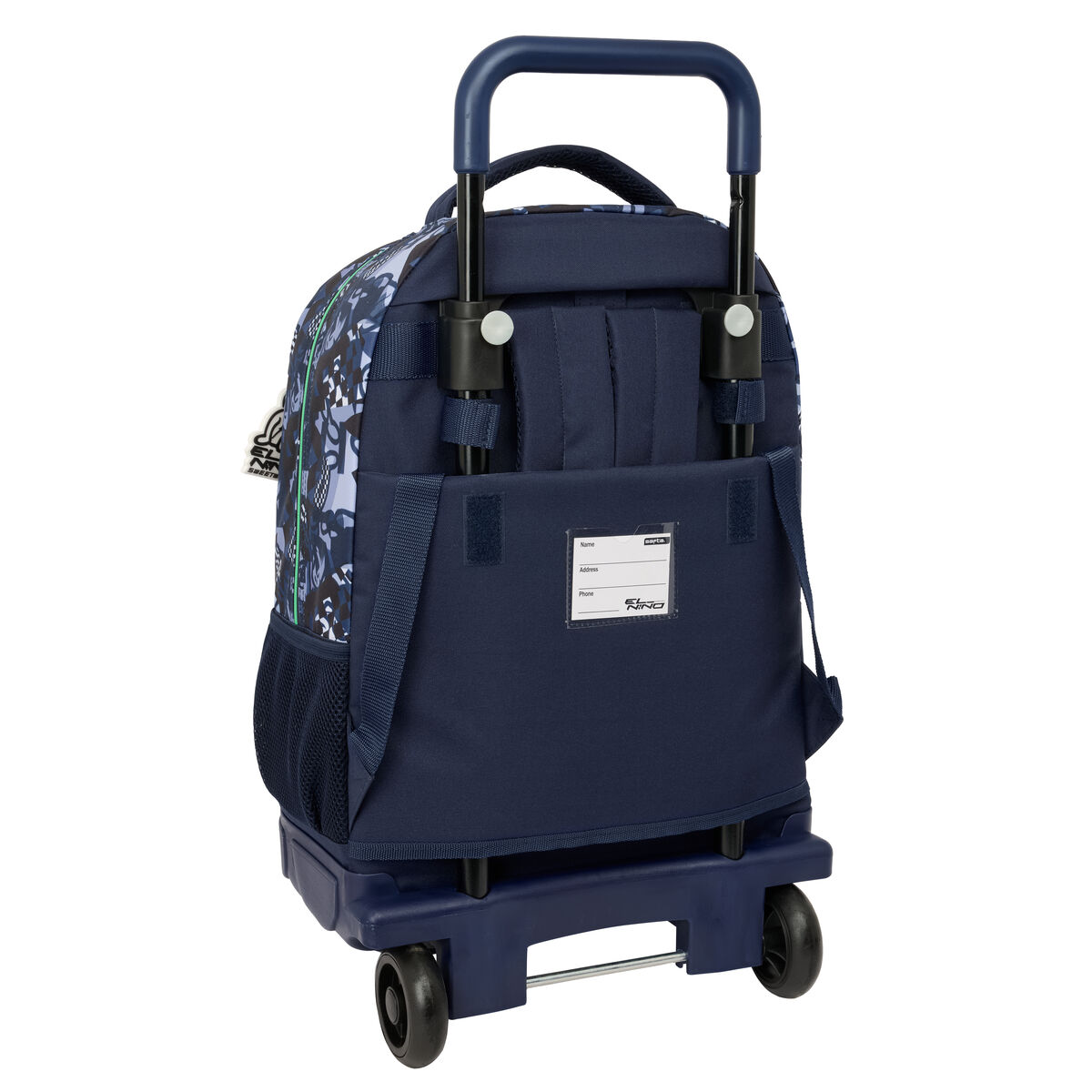 School Rucksack with Wheels El Nio Navy Navy Blue 33 x 45 x 22 cm