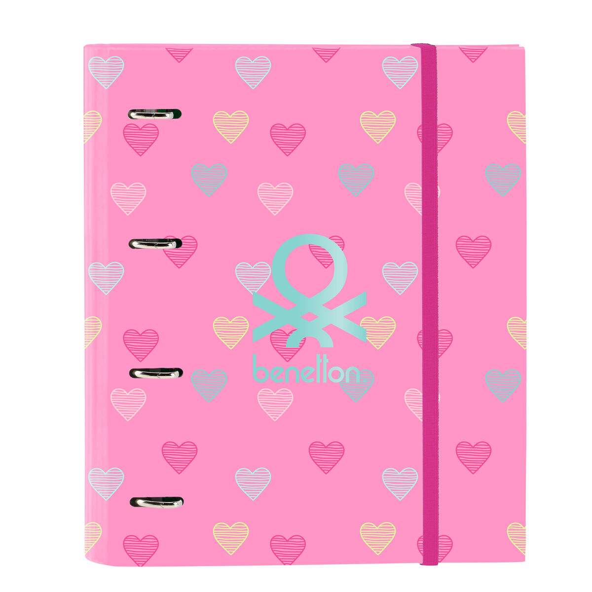 Ring binder Benetton Heart Pink 27 x 32 x 3.5 cm