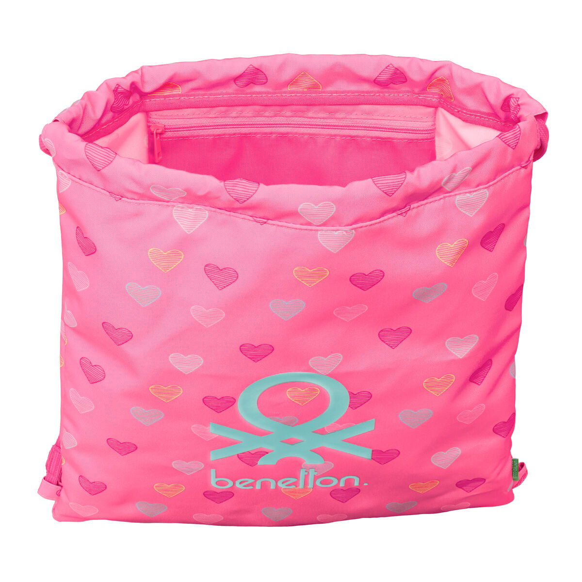 Backpack with Strings Benetton Heart Pink 35 x 40 x 1 cm