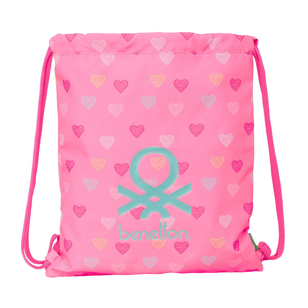 Backpack with Strings Benetton Heart Pink 35 x 40 x 1 cm