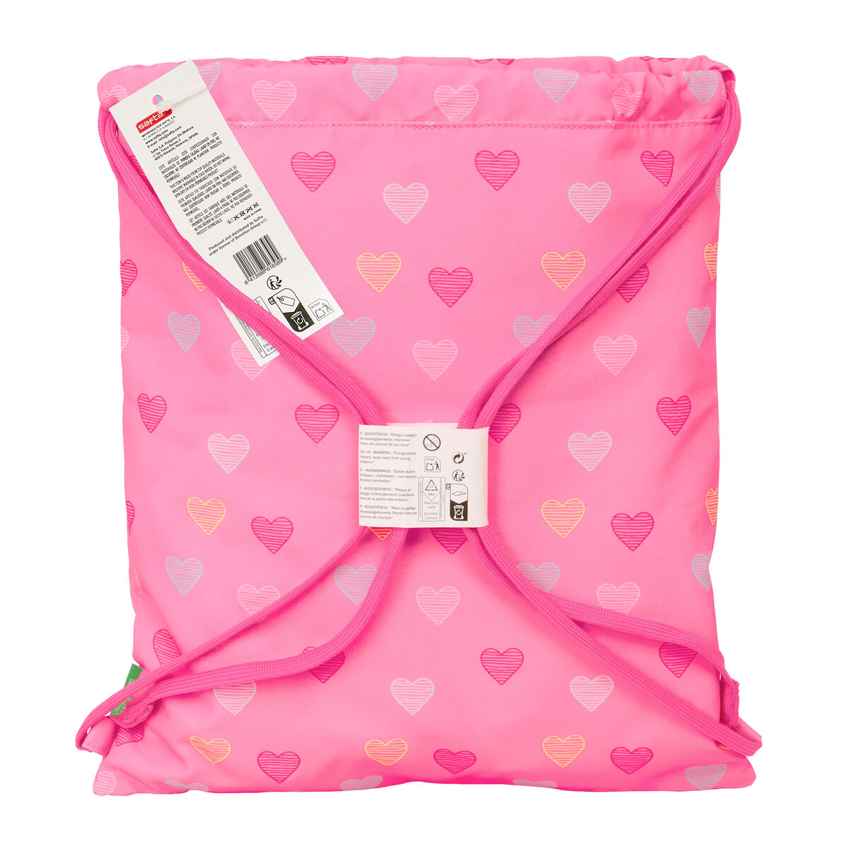 Backpack with Strings Benetton Heart Pink 35 x 40 x 1 cm