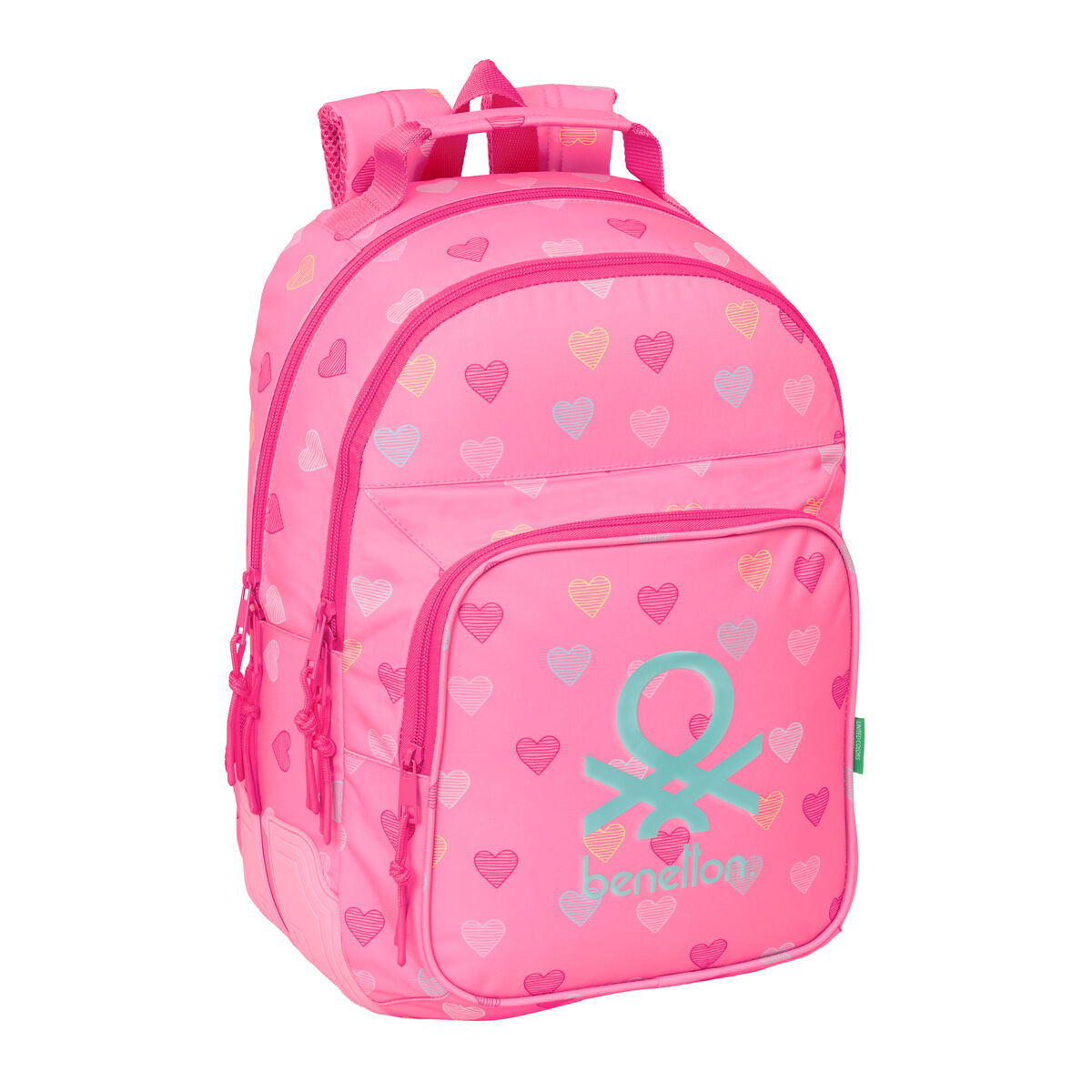 School Bag Benetton Heart Pink 32 x 42 x 15 cm
