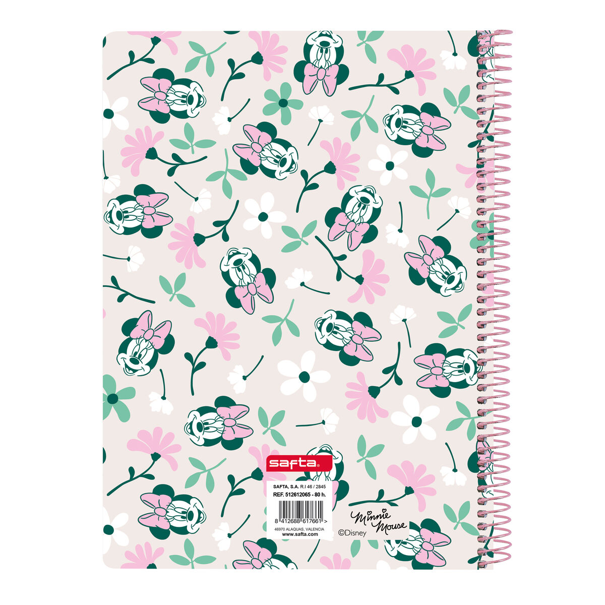 Ring binder Minnie Mouse Minty Pink 15.5 x 22 x 1 cm