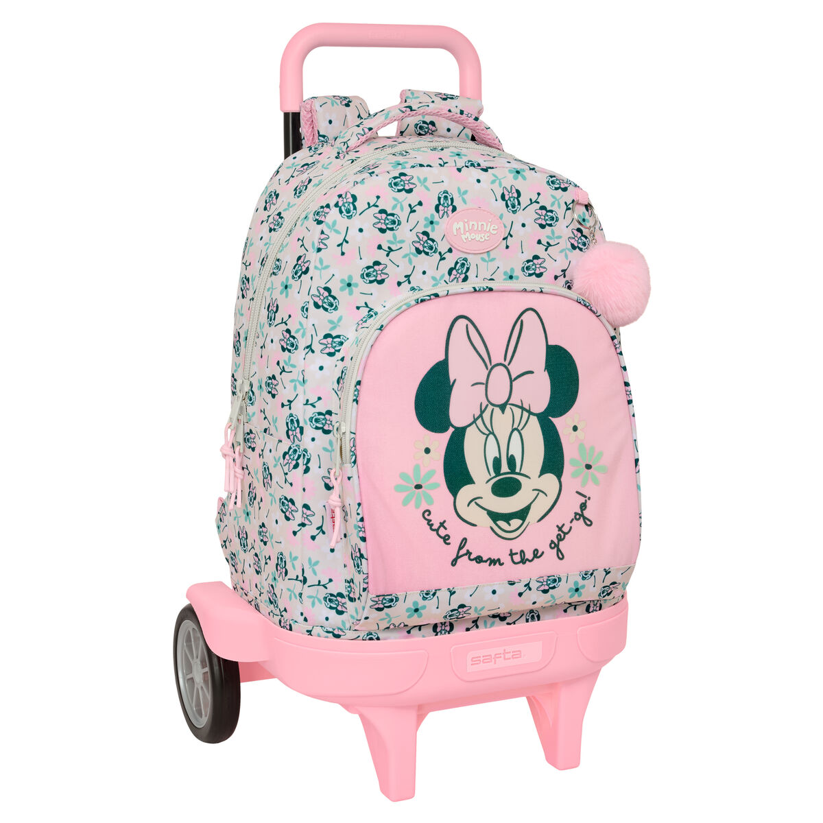 School Rucksack with Wheels Minnie Mouse Minty Pink 33 x 45 x 22 cm