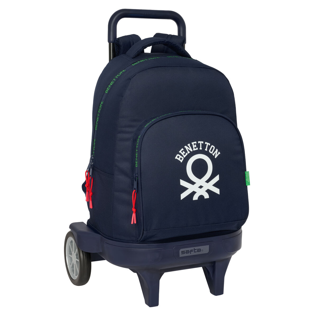 School Rucksack with Wheels Benetton Together Navy Blue 33 x 45 x 22 cm