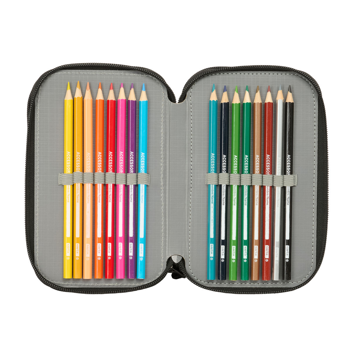 Triple Pencil Case Minecraft Black 12,5 x 19,5 x 5,5 cm 37 Pieces