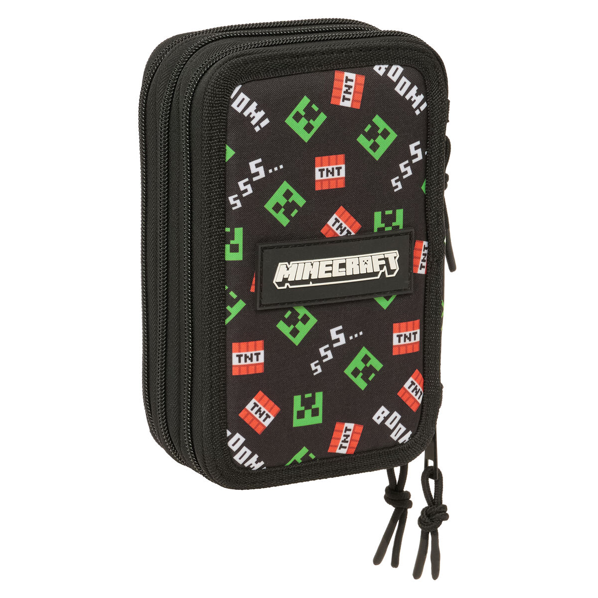 Triple Pencil Case Minecraft Black 12,5 x 19,5 x 5,5 cm 37 Pieces