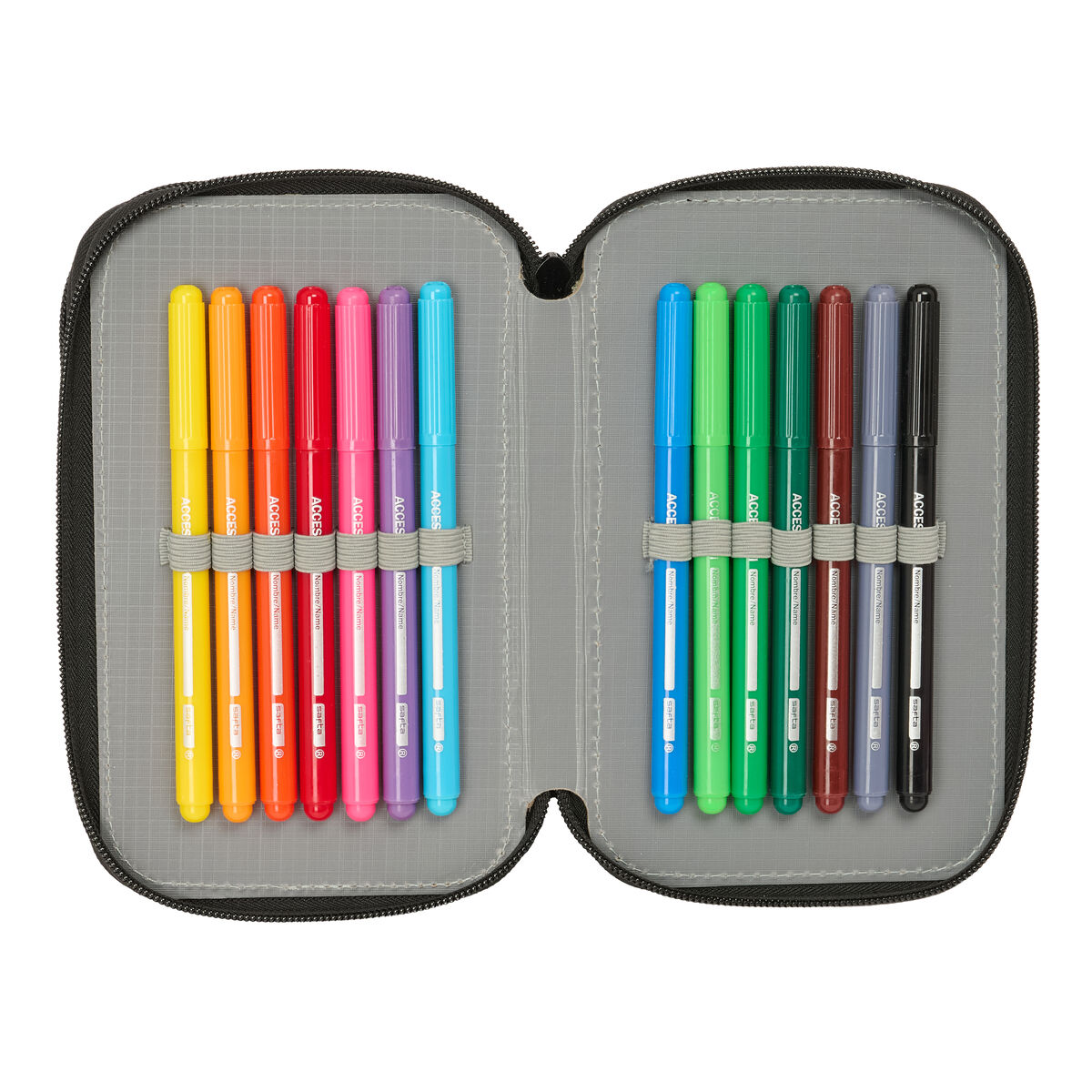 Triple Pencil Case Minecraft Black 12,5 x 19,5 x 5,5 cm 37 Pieces