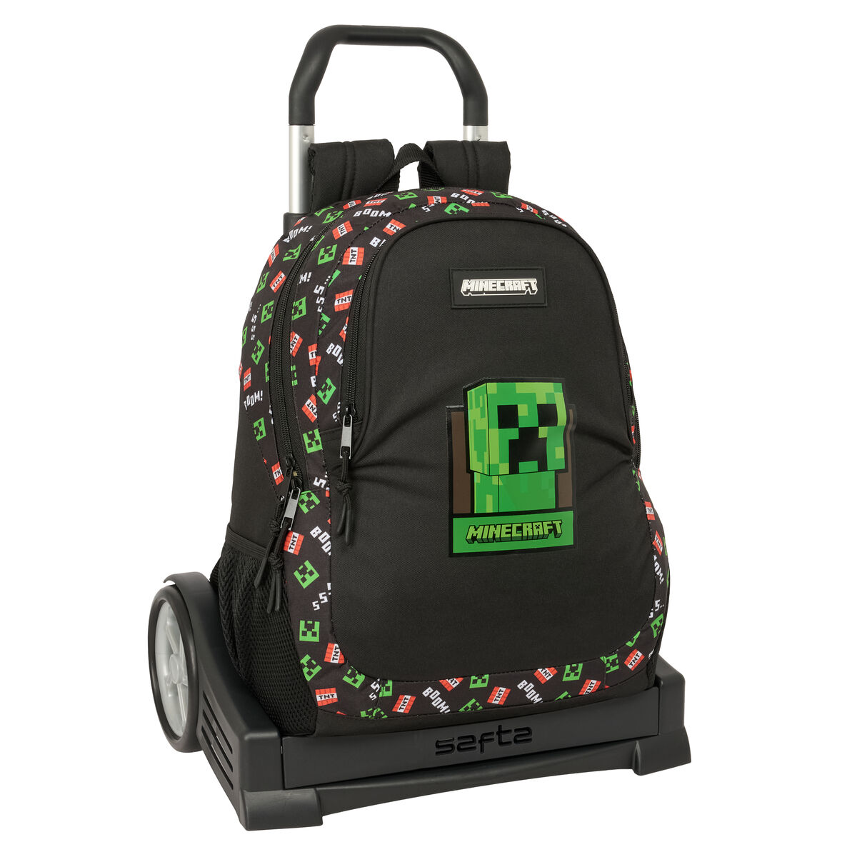School Rucksack with Wheels Minecraft Black 32 x 44 x 16 cm
