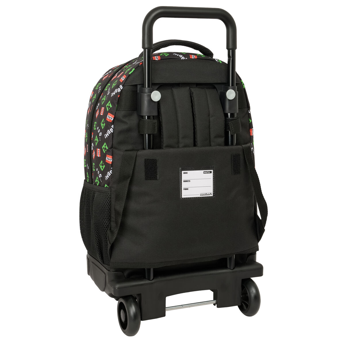 School Rucksack with Wheels Minecraft Black 33 x 45 x 22 cm