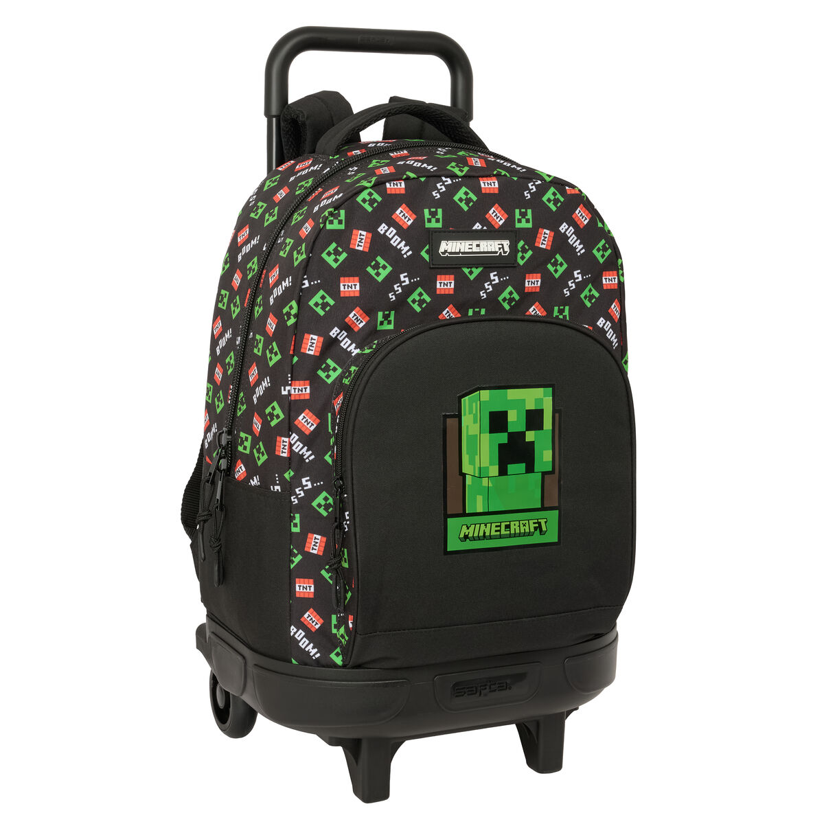School Rucksack with Wheels Minecraft Black 33 x 45 x 22 cm
