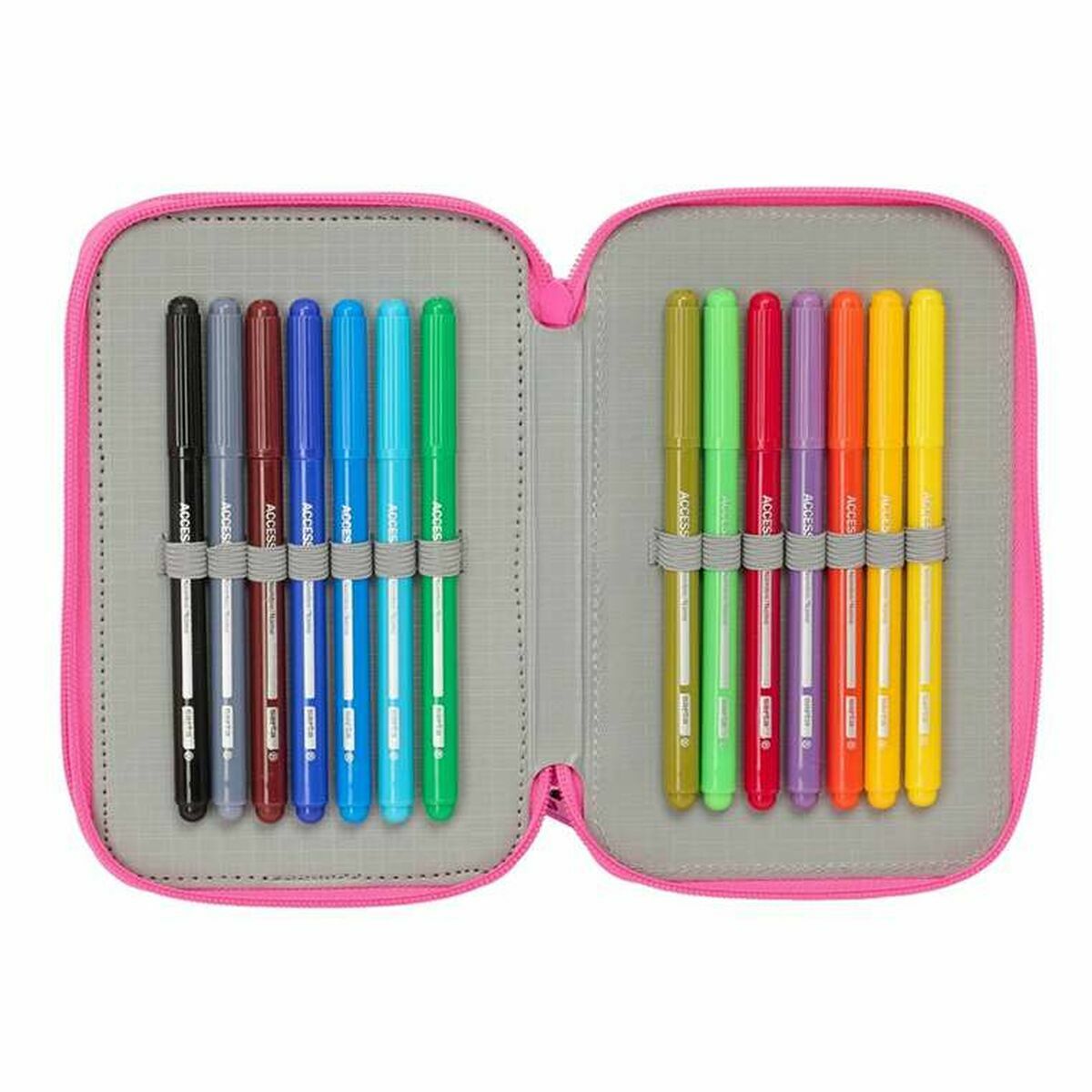 Triple Pencil Case Kuromi Black Fuchsia 12,5 x 19,5 x 5,5 cm 37 Pieces