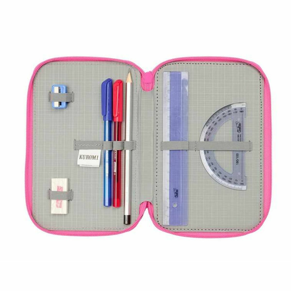 Triple Pencil Case Kuromi Black Fuchsia 12,5 x 19,5 x 5,5 cm 37 Pieces