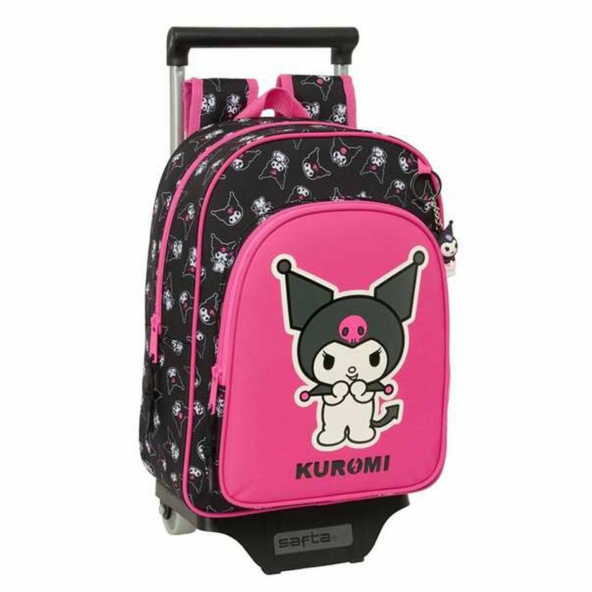 School Rucksack with Wheels Kuromi Black Fuchsia 26 x 11 x 67 cm 26 x 34 x 11 cm School Rucksack with Wheels Kuromi Black Fuchsia 26 x 11 x 67 cm 26 x 34 x 11 cm