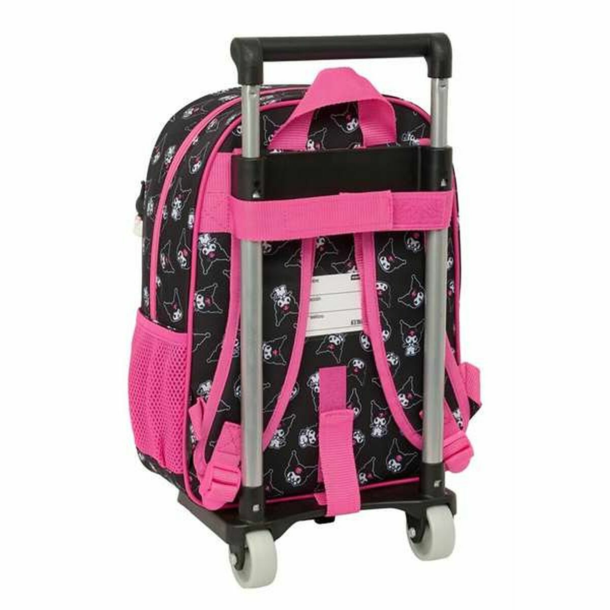 School Rucksack with Wheels Kuromi Black Fuchsia 26 x 11 x 67 cm 26 x 34 x 11 cm