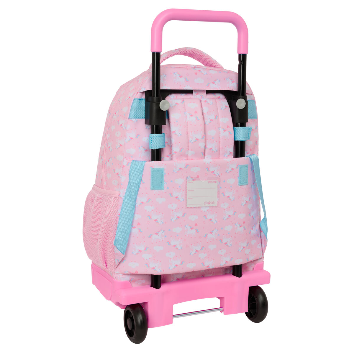 School Rucksack with Wheels Glow Lab Pink 33 x 45 x 22 cm