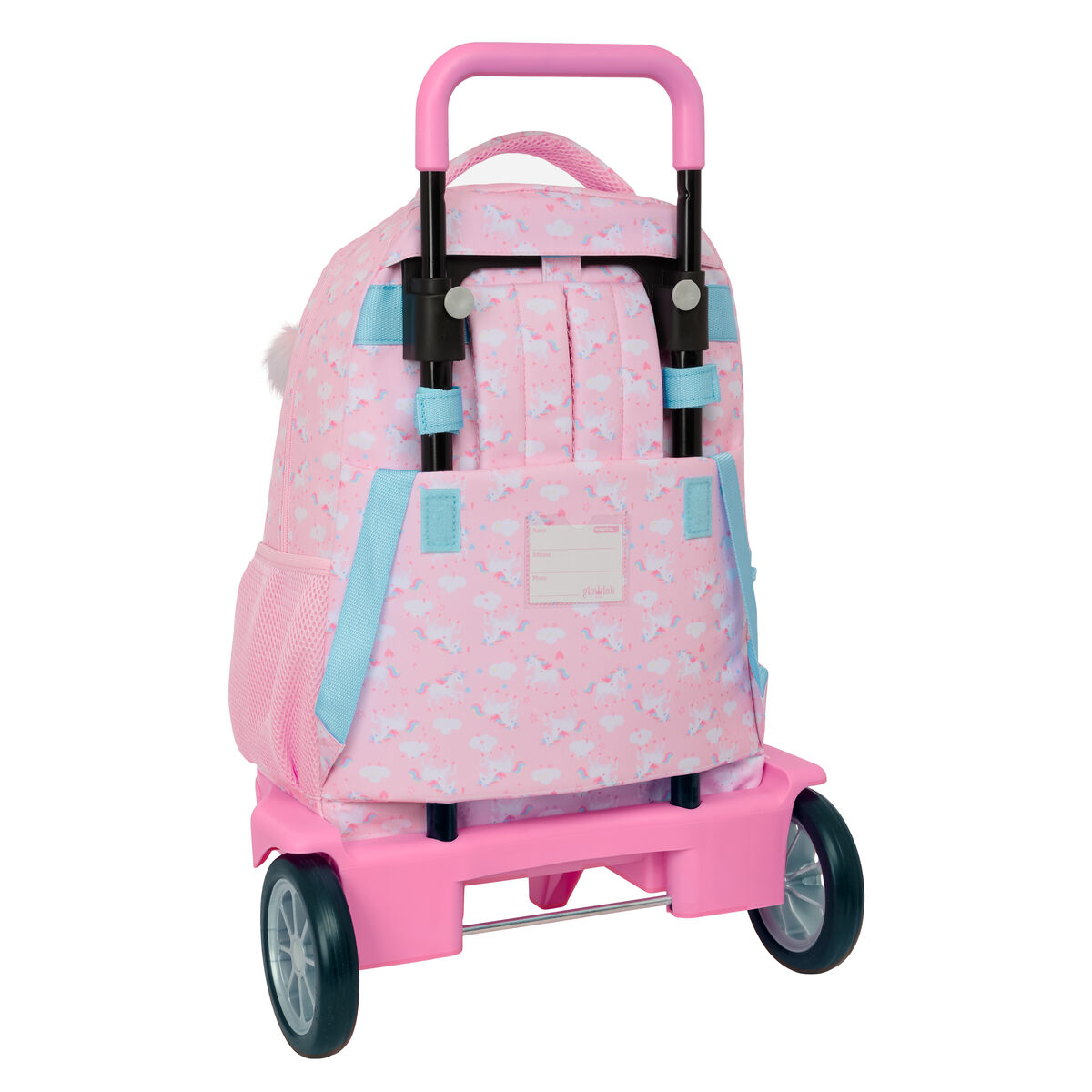 School Rucksack with Wheels Glow Lab Pink 33 x 45 x 22 cm