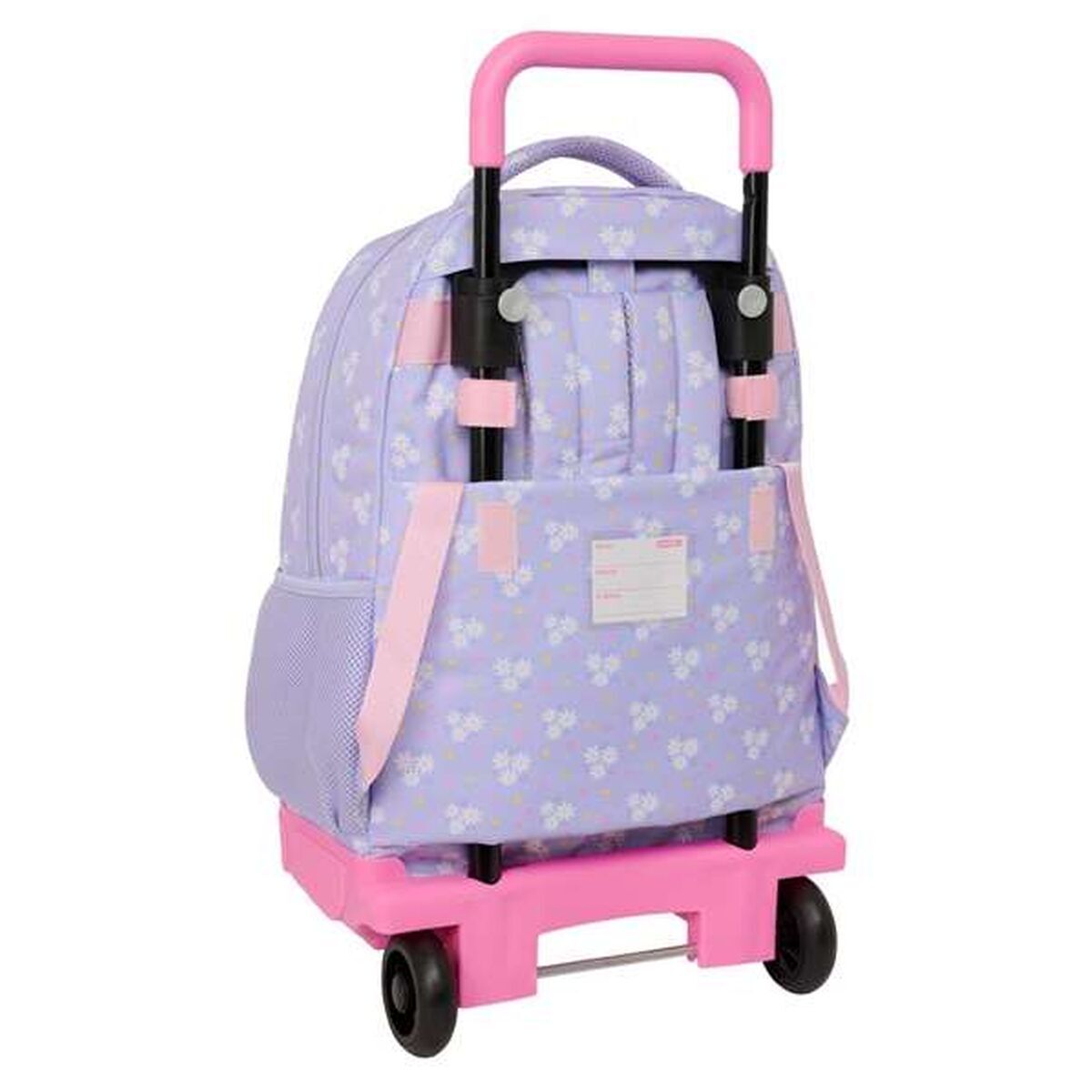 School Rucksack with Wheels Safta Bouquet Pink Lilac 33 x 45 x 22 cm