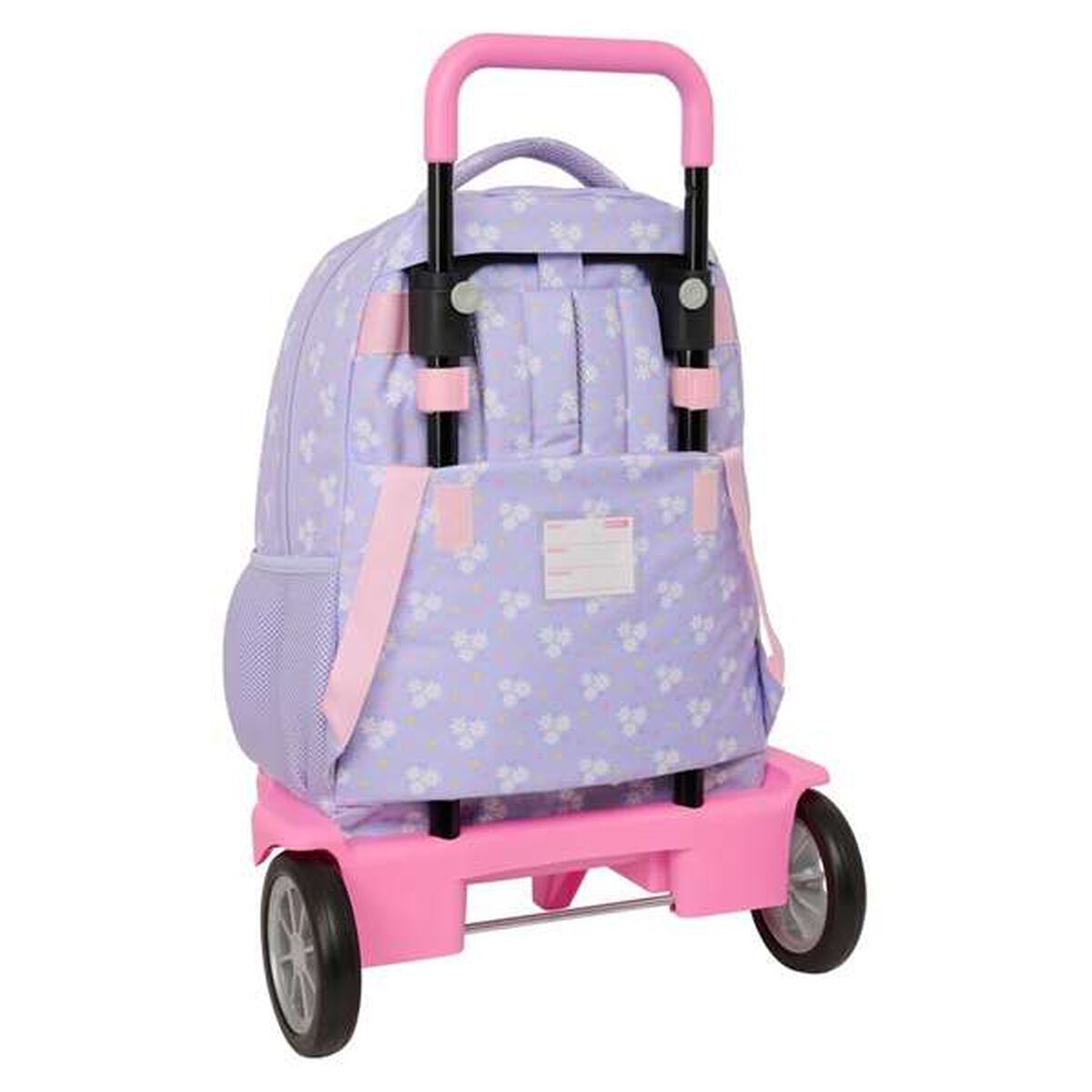 School Rucksack with Wheels Safta Bouquet Pink Lilac 33 x 45 x 22 cm