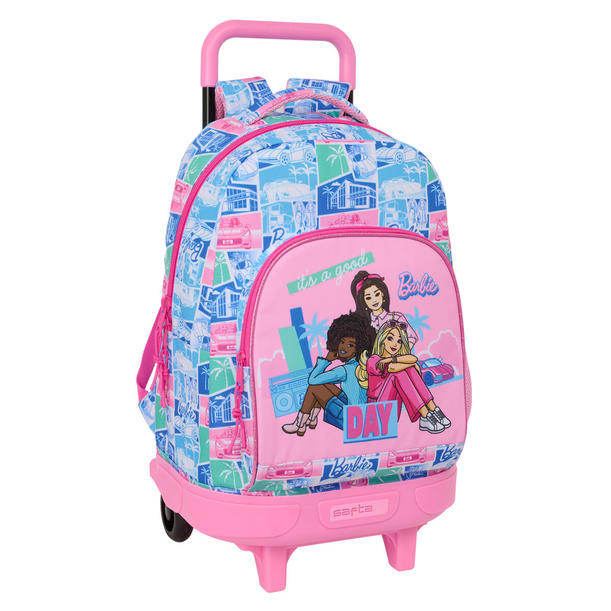 School Rucksack with Wheels Barbie Multicolour 33 x 45 x 22 cm