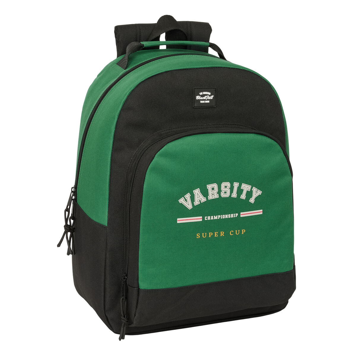School Bag BlackFit8 Varsity Black Green 32 x 42 x 15 cm