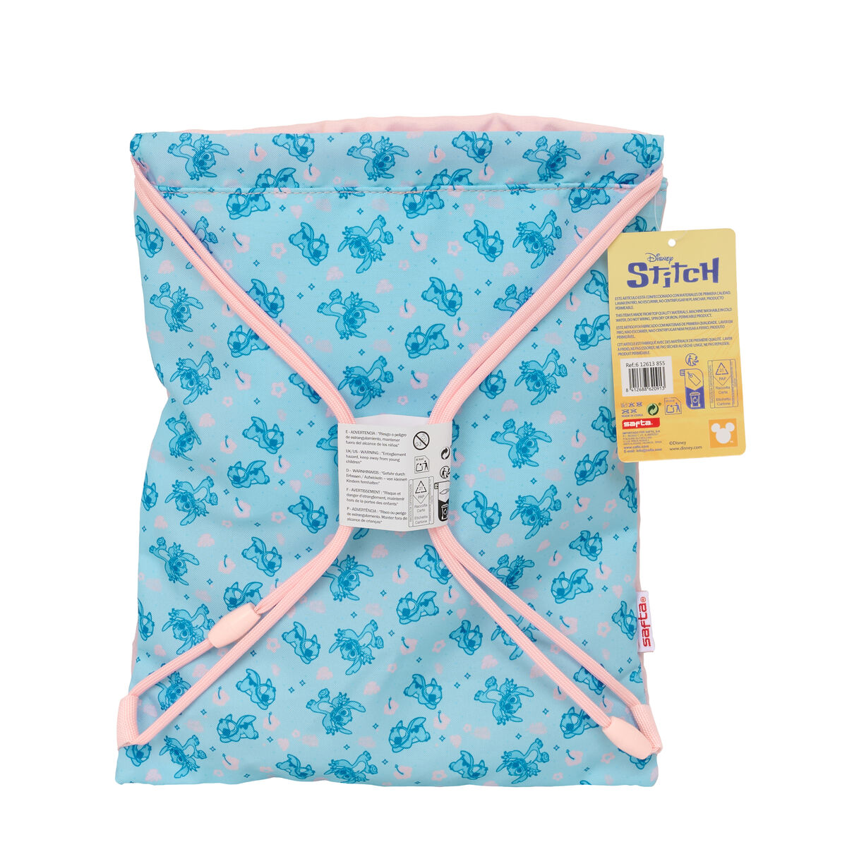 Backpack with Strings Lilo & Stitch Ohana Blue Pink 26 x 34 x 1 cm