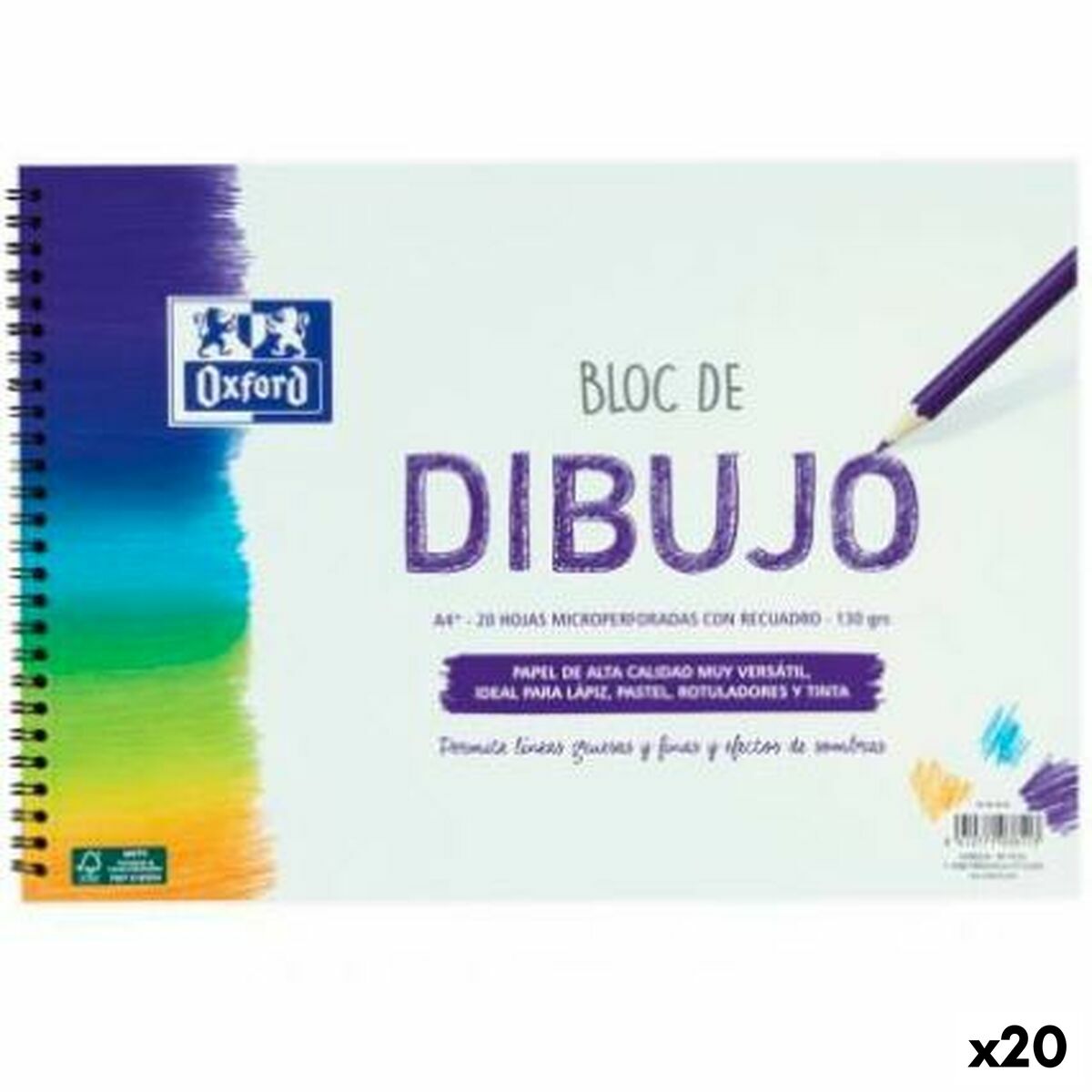 Drawing Pad Oxford White A4+ 20 Sheets (20 Units)