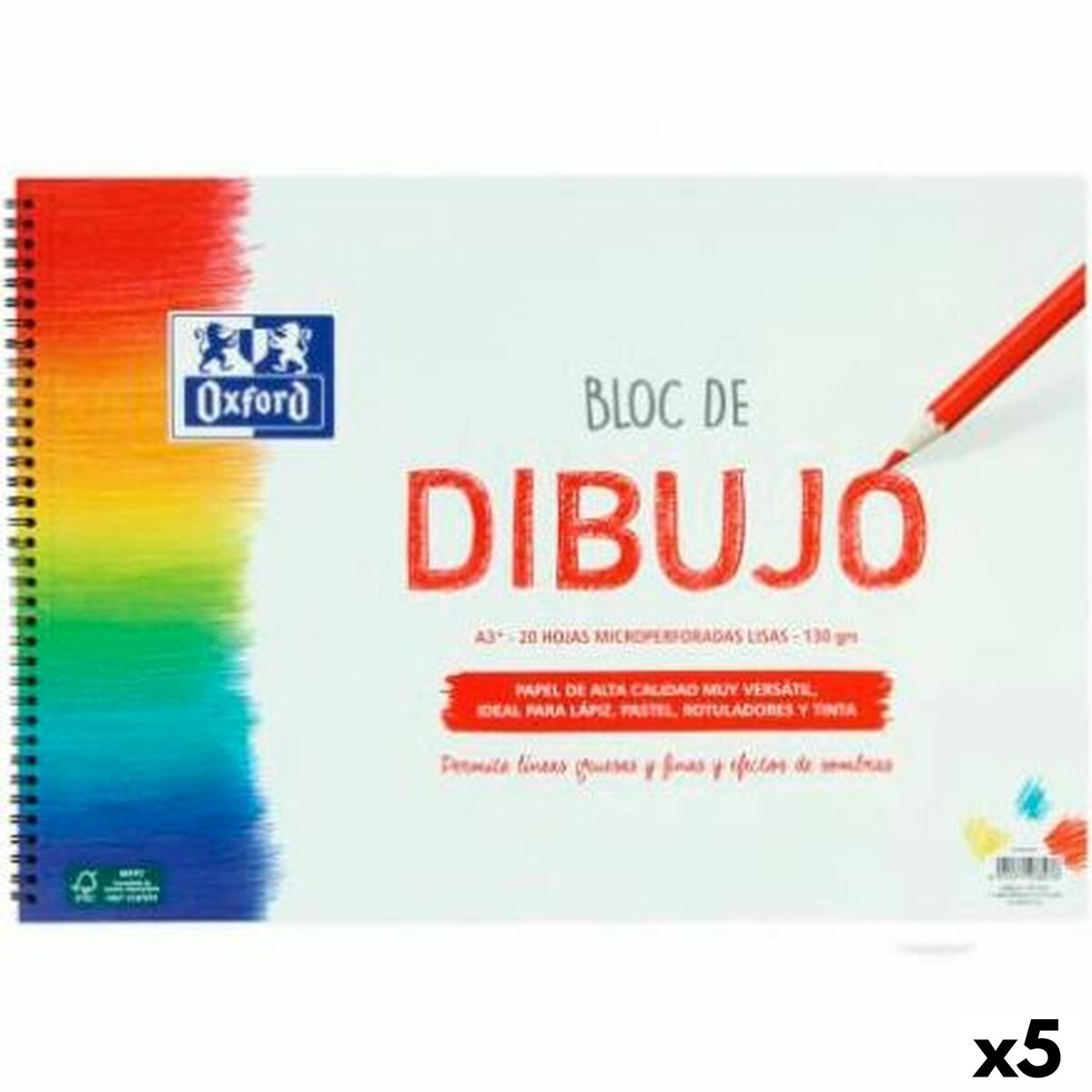 Drawing Pad Oxford White A3 20 Sheets (5 Units) Drawing Pad Oxford White A3 20 Sheets (5 Units)