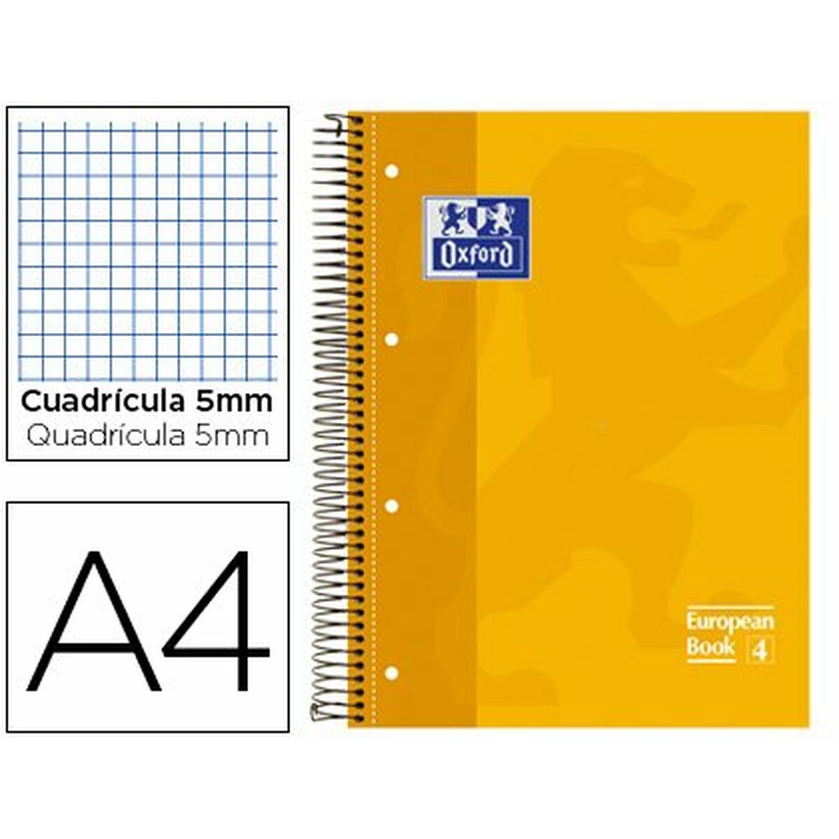 Notebook Oxford Classic Yellow A4 80 Sheets (5 Units)