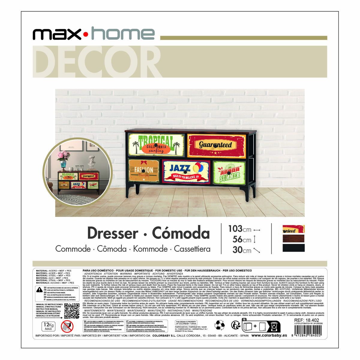 Chest of drawers Max Home Vintage 103 x 56 x 30 cm