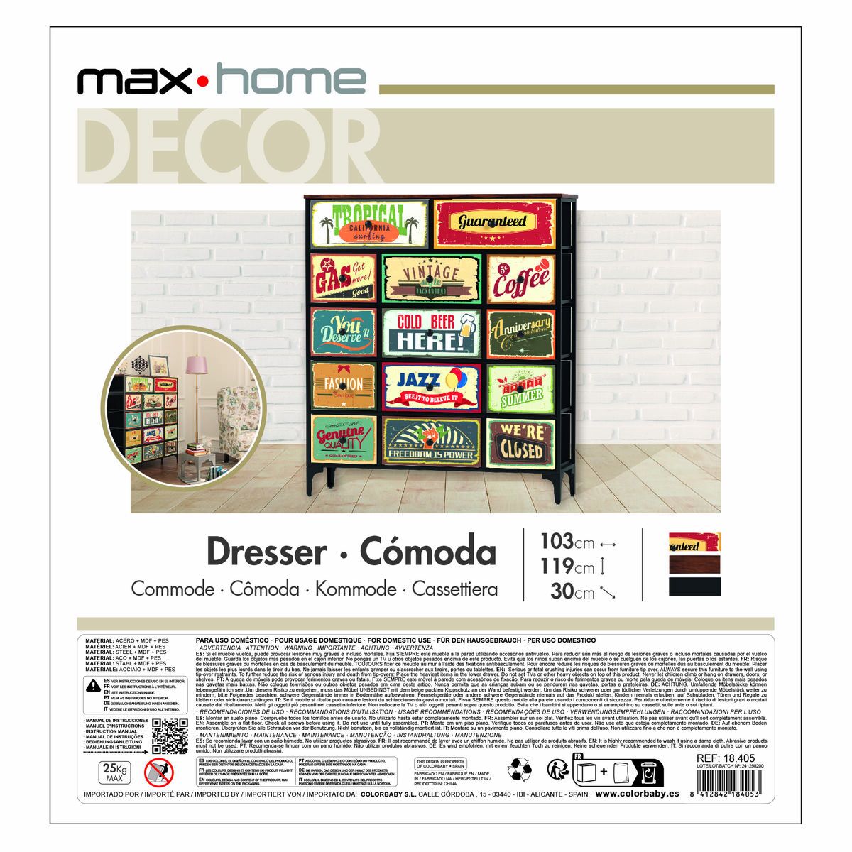 Chest of drawers Max Home Vintage 103 x 119 x 30 cm