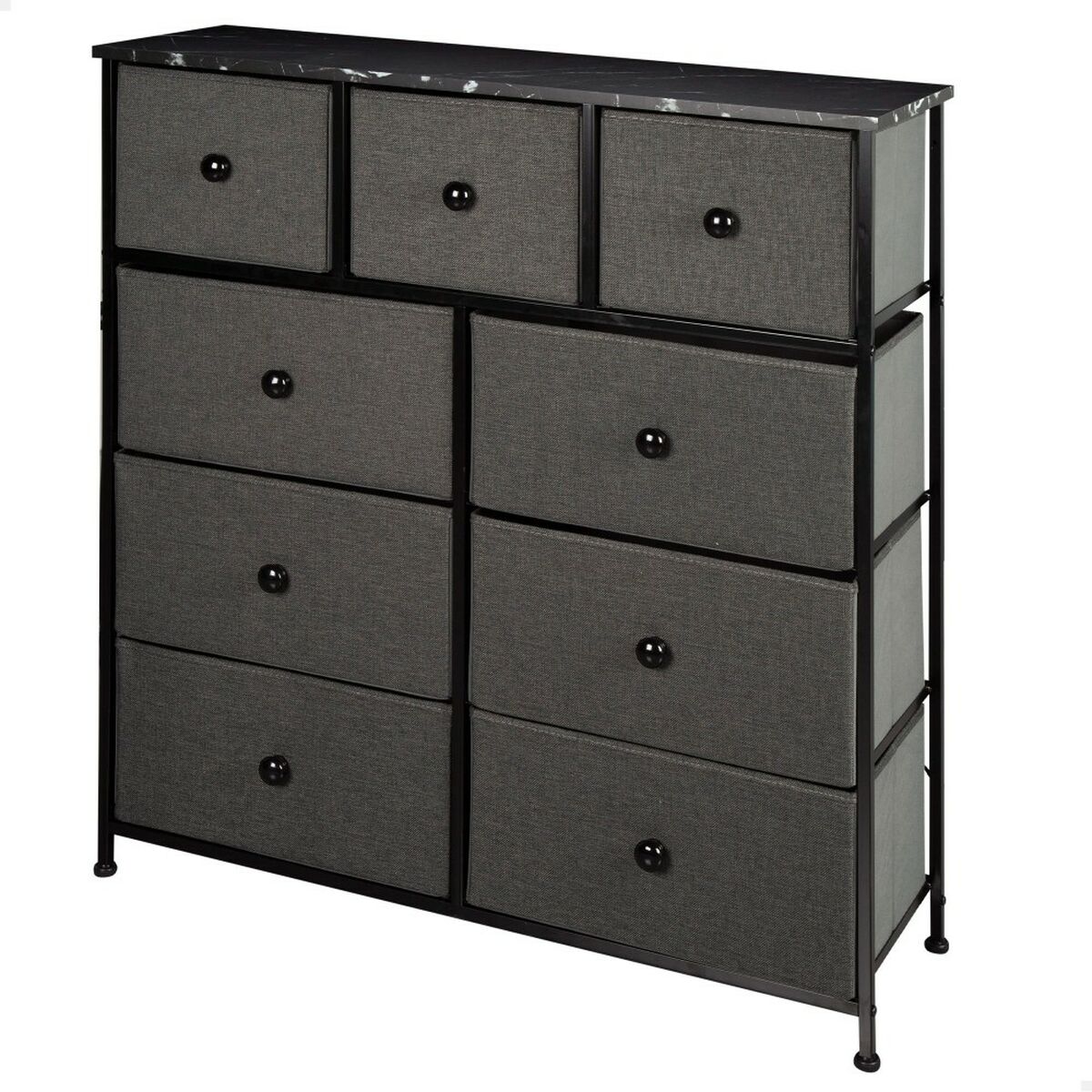Chest of drawers Max Home Black Grey Marble 100 x 100 x 30 cm Chest of drawers Max Home Black Grey Marble 100 x 100 x 30 cm