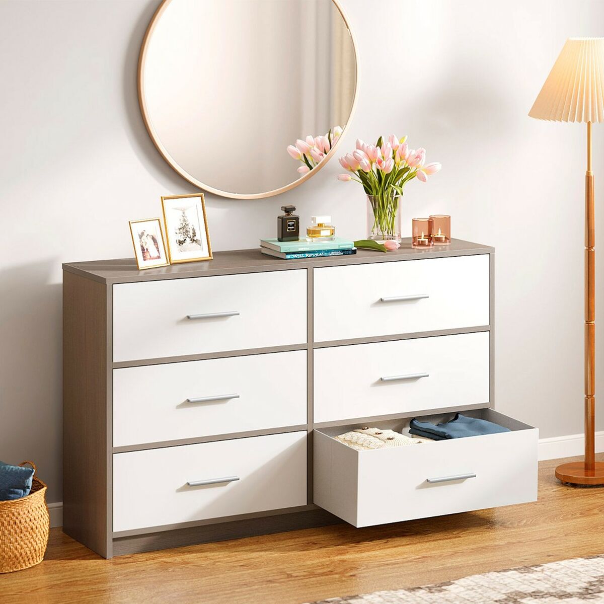 Chest of drawers Max Home White Grey Modern 114 x 70 x 30 cm