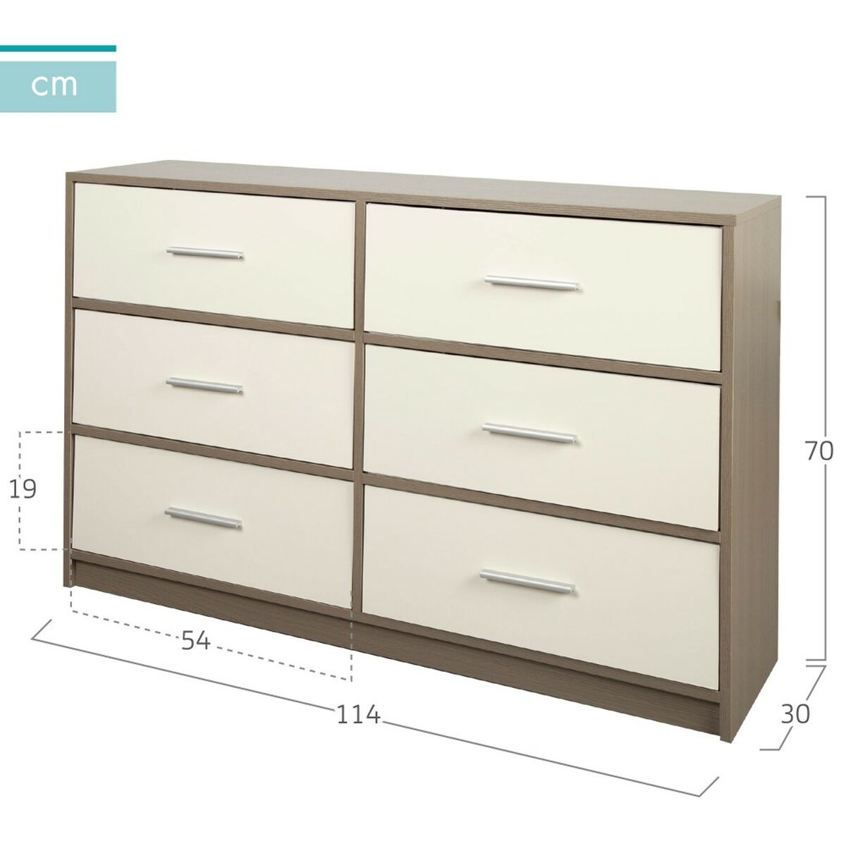 Chest of drawers Max Home White Grey Modern 114 x 70 x 30 cm