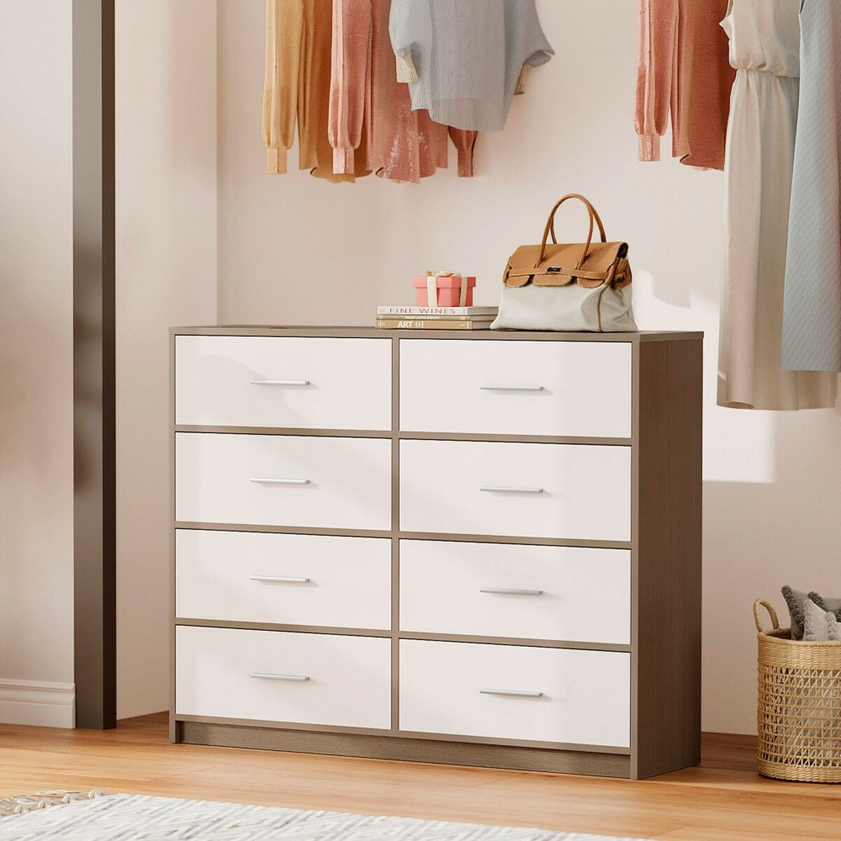 Chest of drawers Max Home White Grey Modern 114 x 92 x 30 cm
