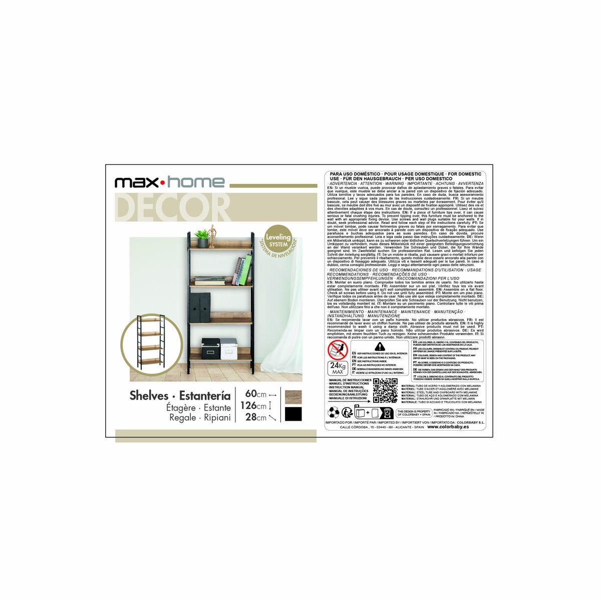 Shelves Max Home Steel Melamin Particleboard 60 x 126 x 28 cm