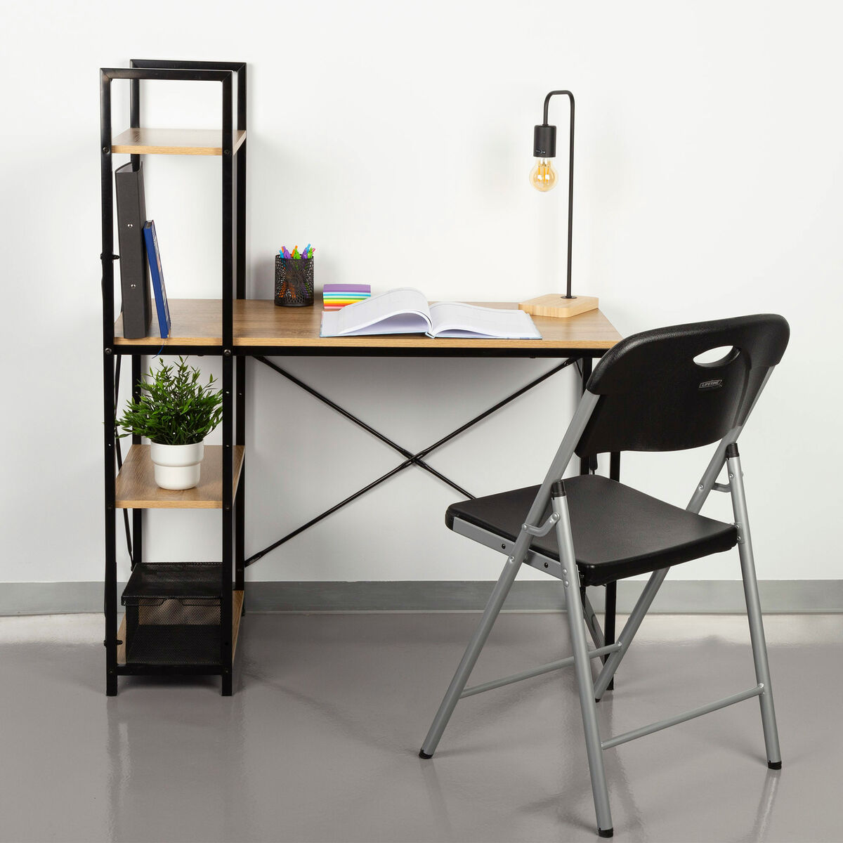 Desk with Shelf Max Home Steel Melamin Particleboard 120 x 12 x 64 cm