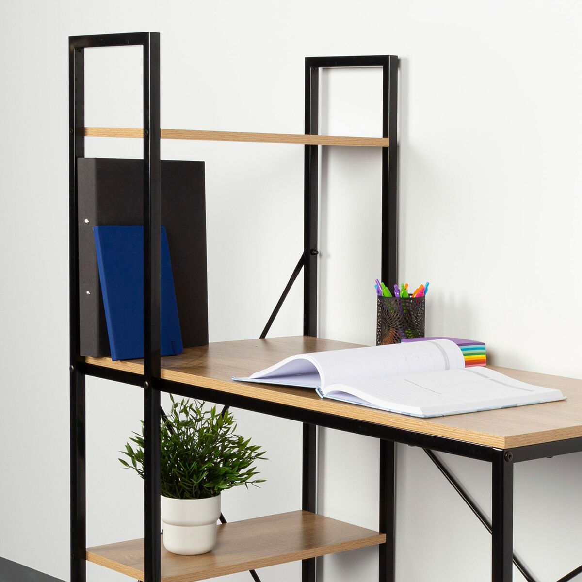 Desk with Shelf Max Home Steel Melamin Particleboard 120 x 12 x 64 cm