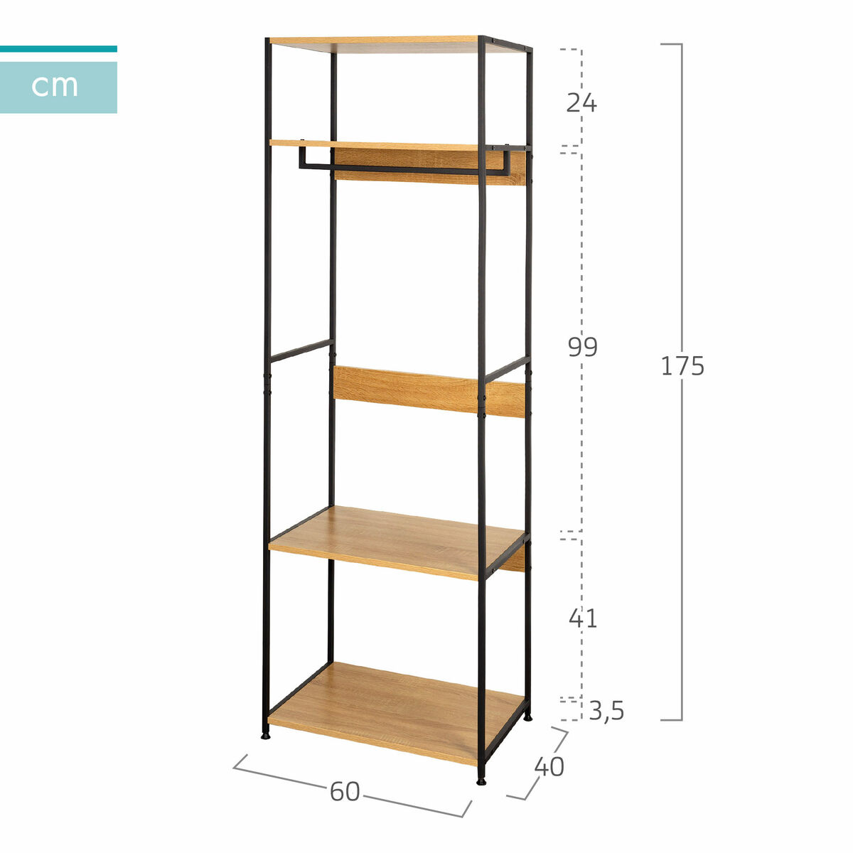 Cupboard Max Home Steel Melamin Particleboard 60 x 175 x 40 cm