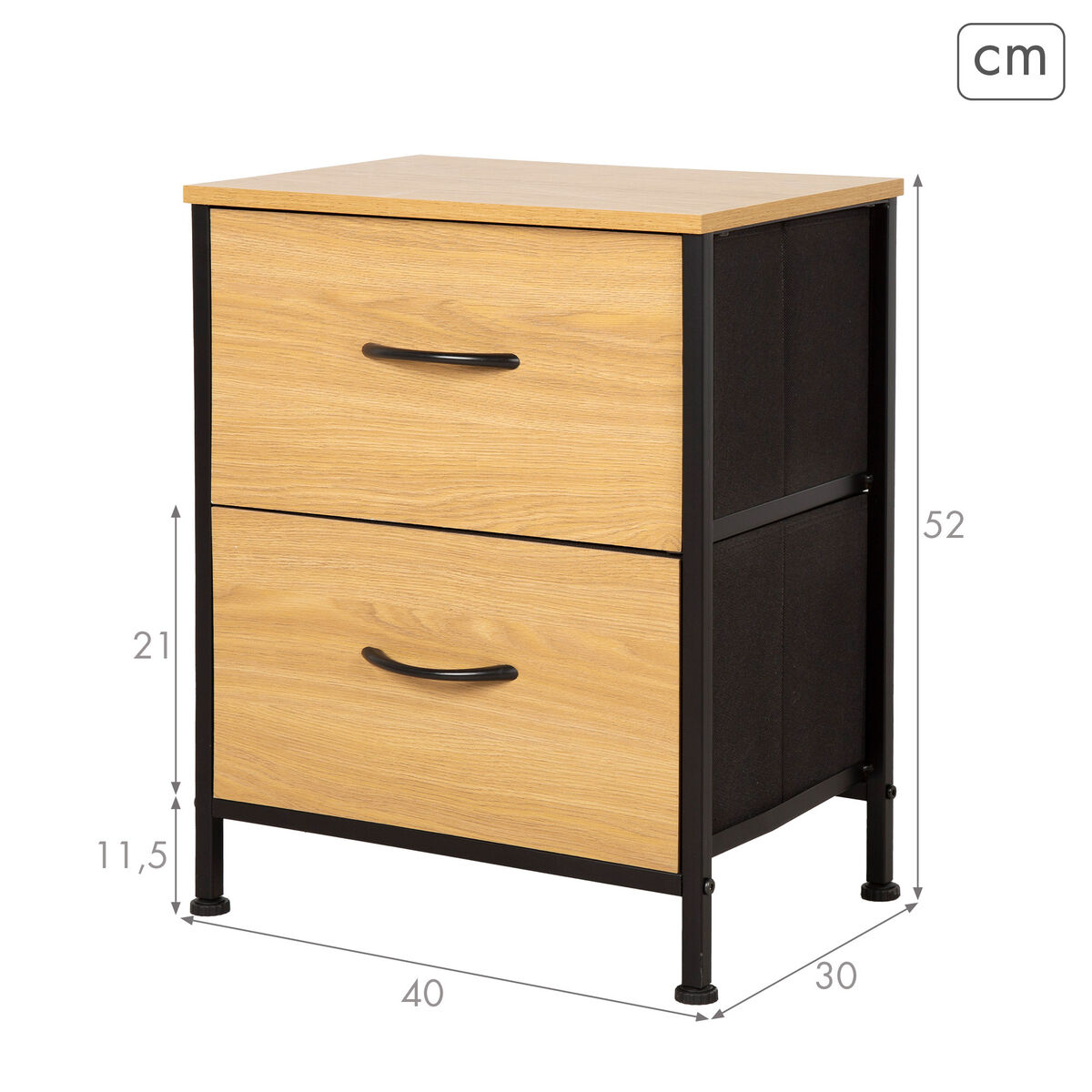 Nightstand Max Home Black 40 x 52 x 30 cm