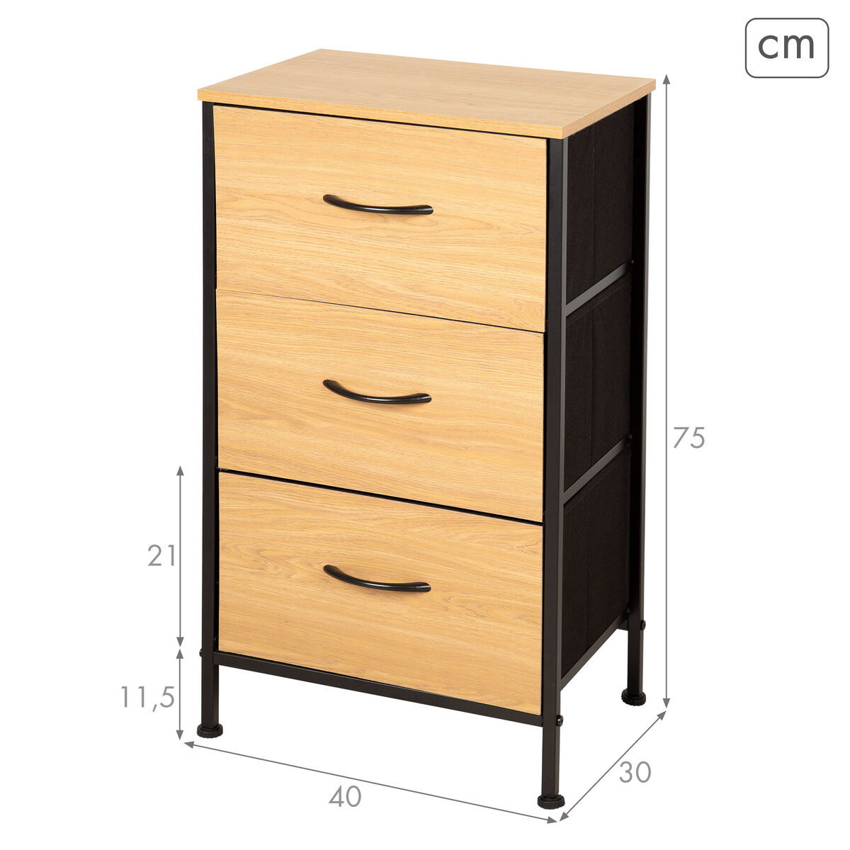 Chest of drawers Max Home Black Modern 40 X 75 X 30 CM