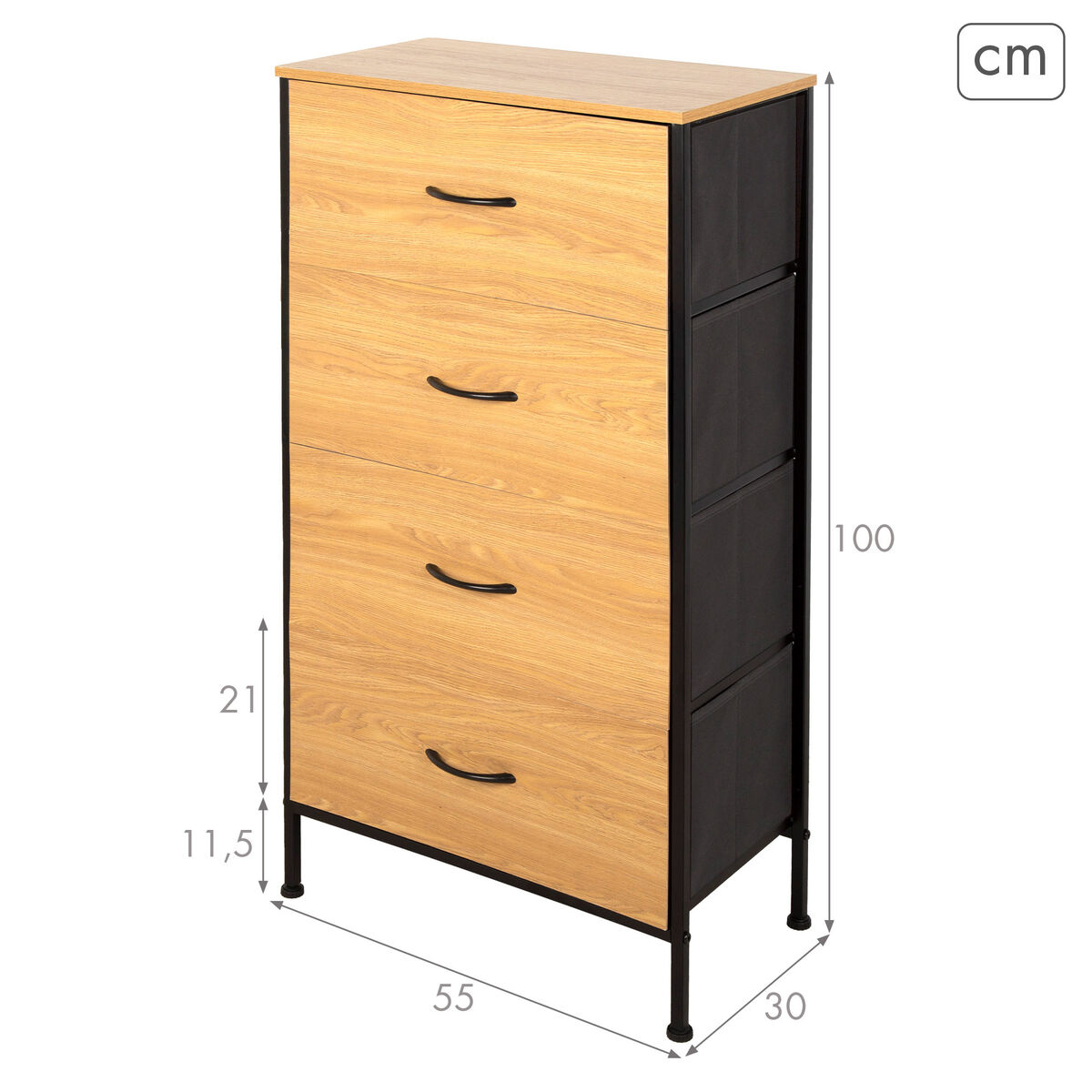 Chest of drawers Max Home Black Modern 55 X 100 X 30 CM