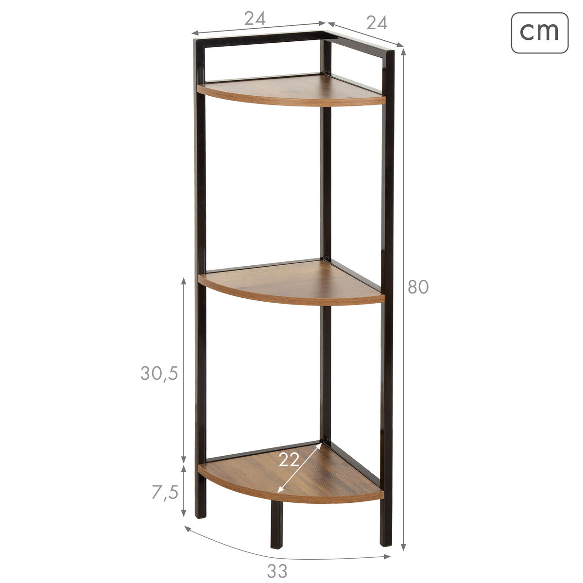 Shelves Max Home Black Iron MDF Wood 24 x 80 x 24 cm