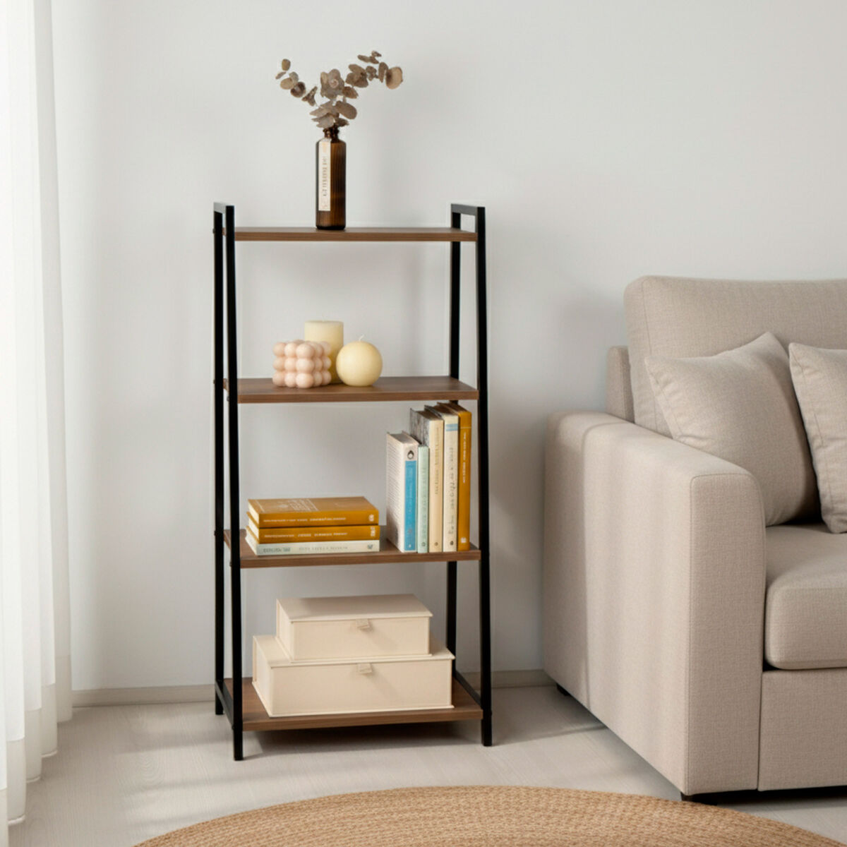 Shelves Max Home Iron MDF Wood 4 Shelves 43 X 90 X 30 CM