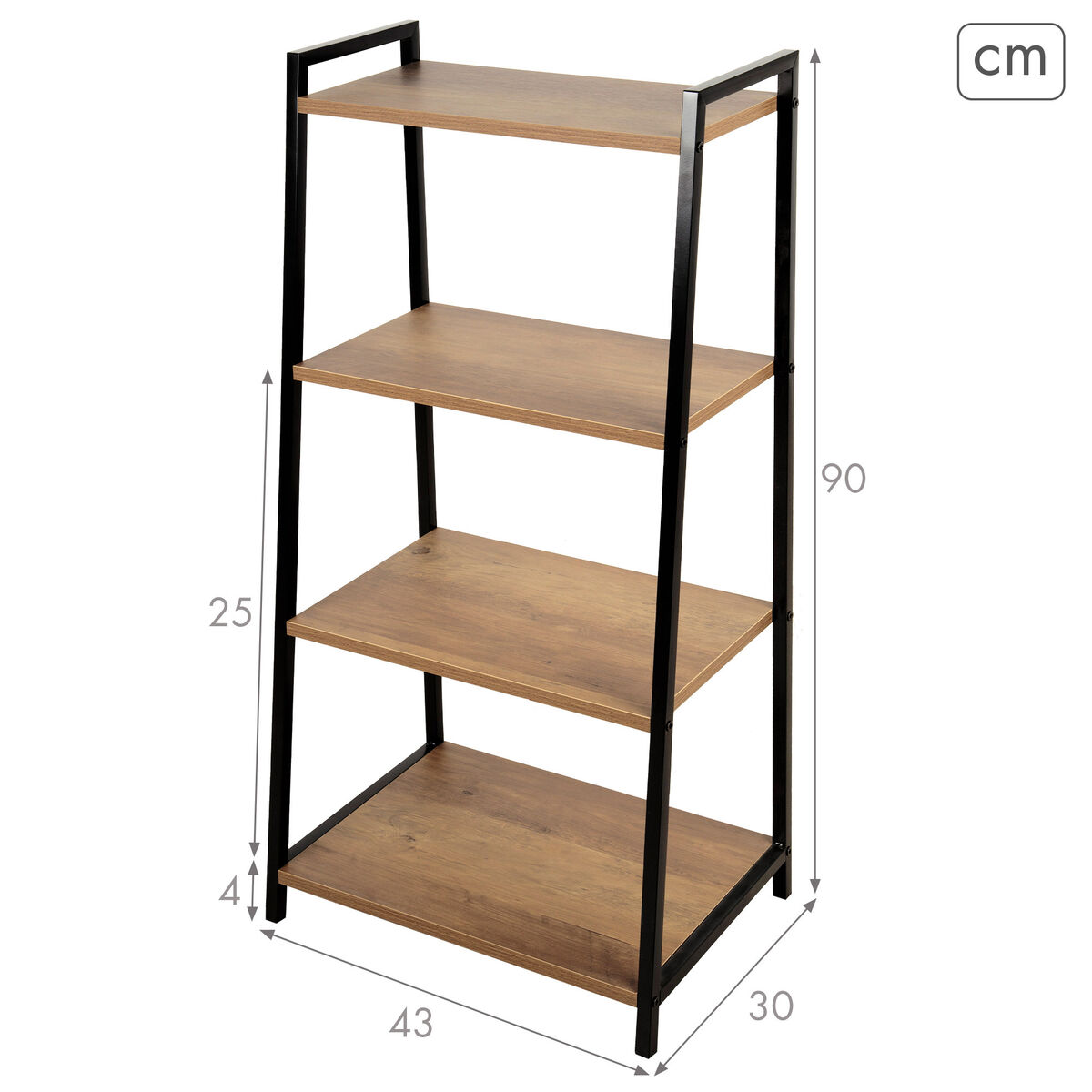 Shelves Max Home Iron MDF Wood 4 Shelves 43 X 90 X 30 CM