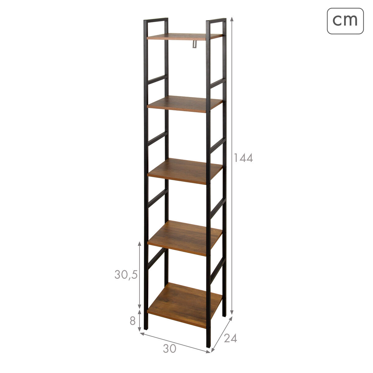 Shelves Max Home Iron MDF Wood 5 Shelves 30 X 144 X 24 CM