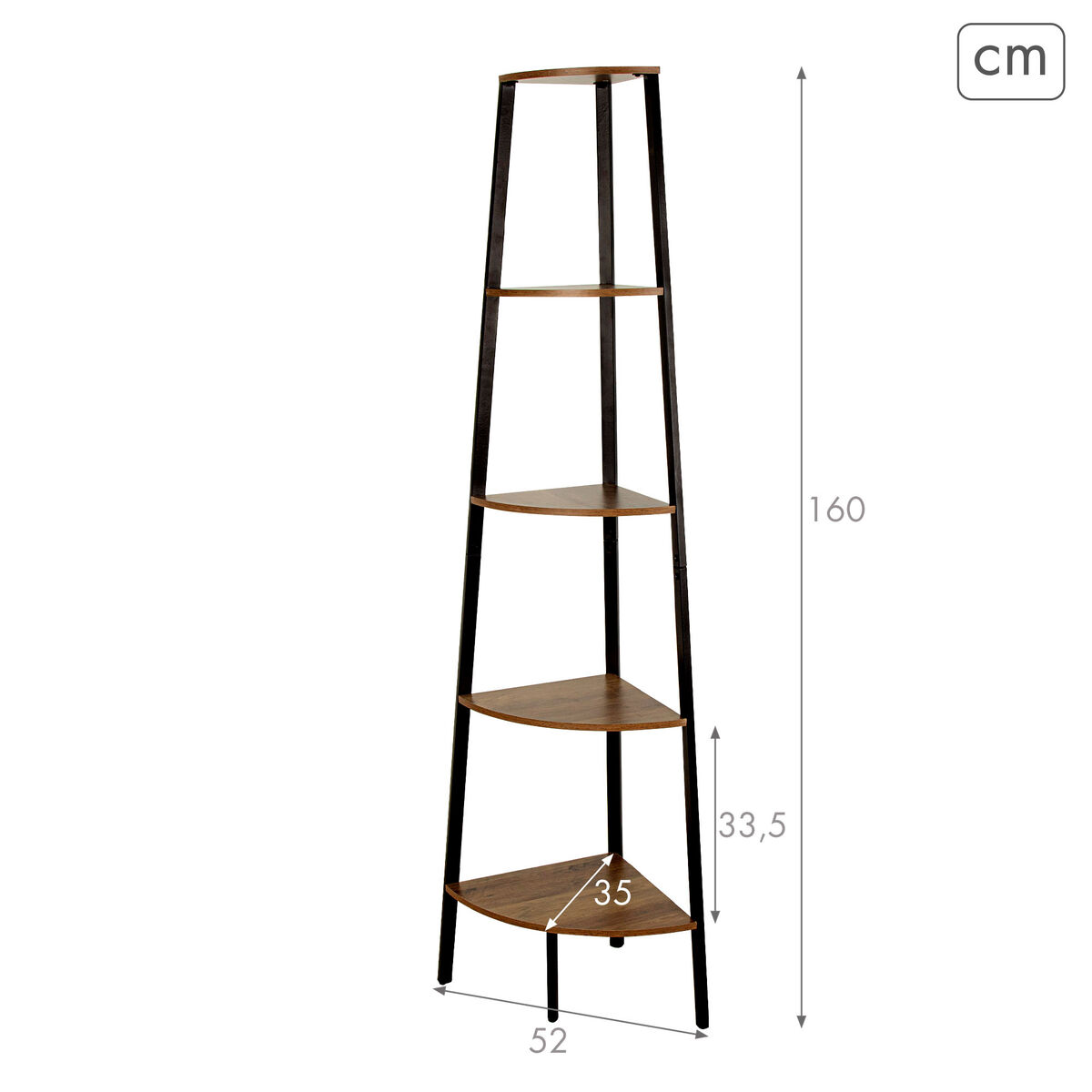Shelves Max Home Black Iron MDF Wood 5 Shelves 35 x 160 x 35 cm