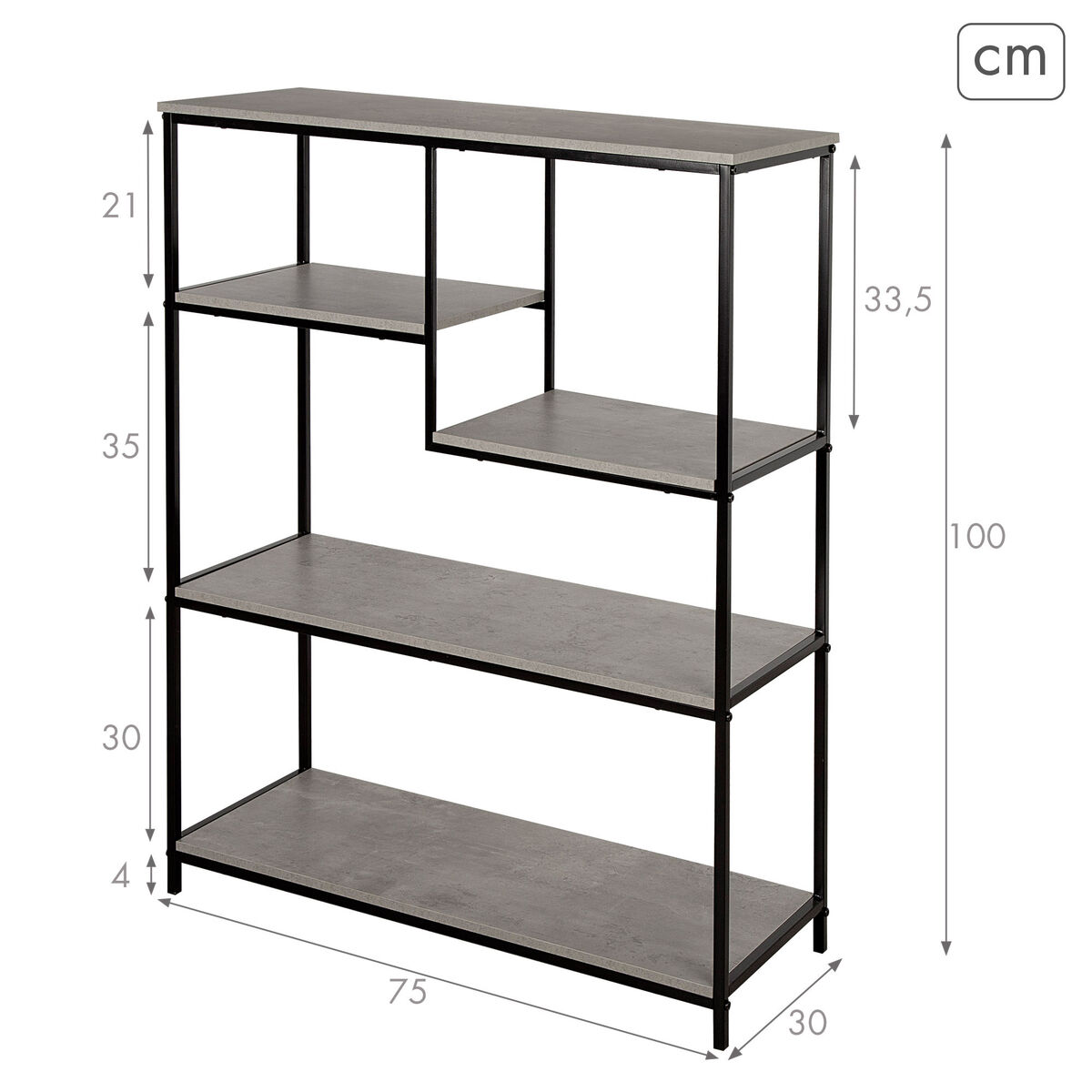 Shelves Max Home Iron MDF Wood 5 Shelves 75 x 100 x 30 cm