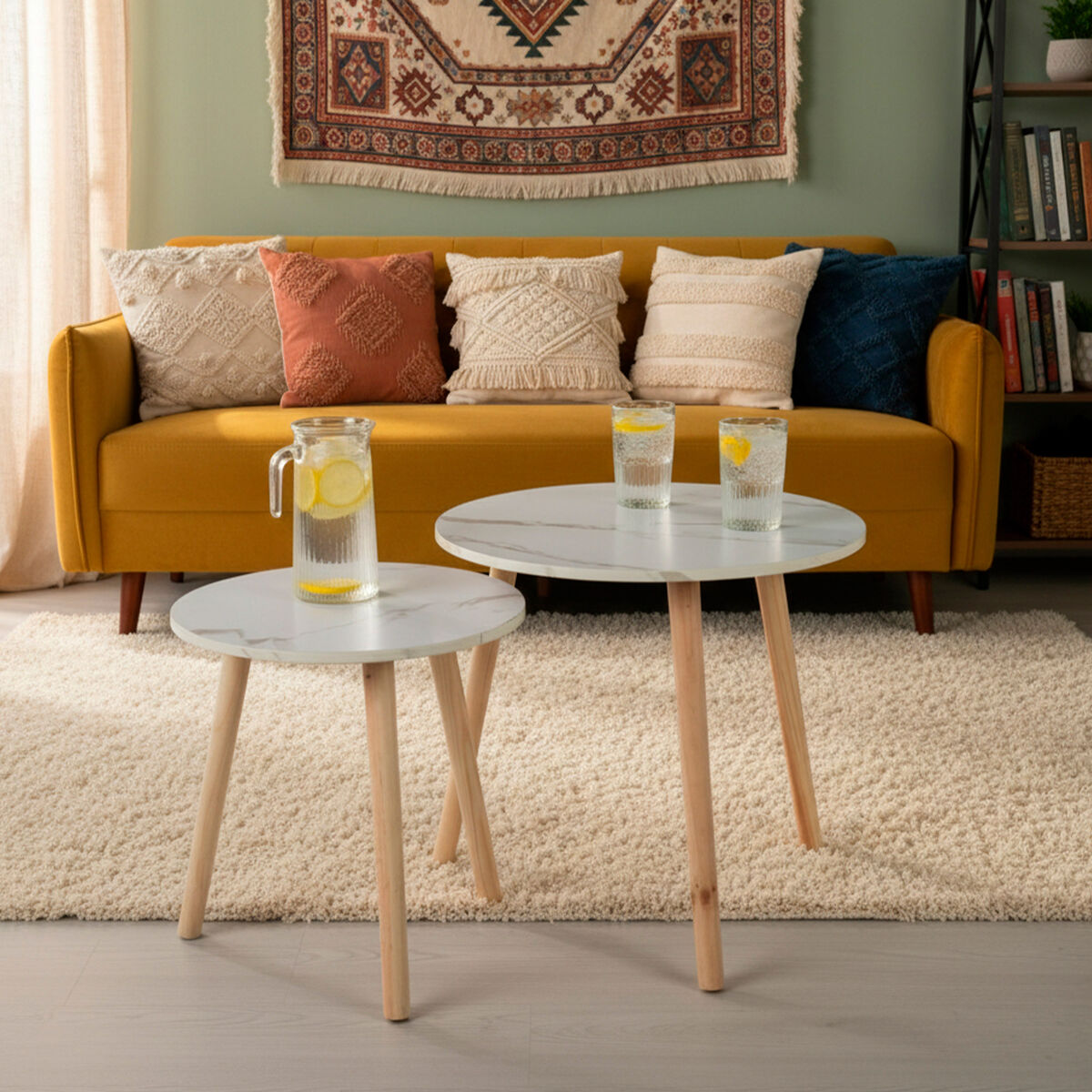 Set of 2 tables Max Home White 48 x 45 x 48 cm