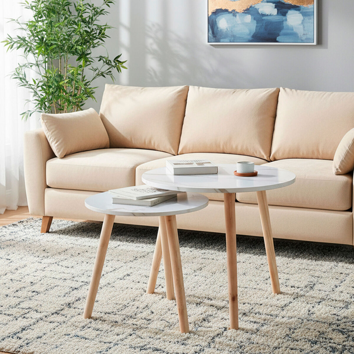 Set of 2 tables Max Home White 48 x 45 x 48 cm